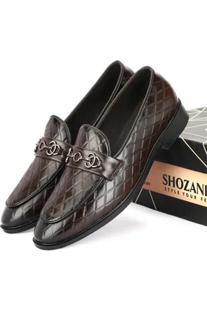 SHOZANIA Men Textured Leather Formal Loafers