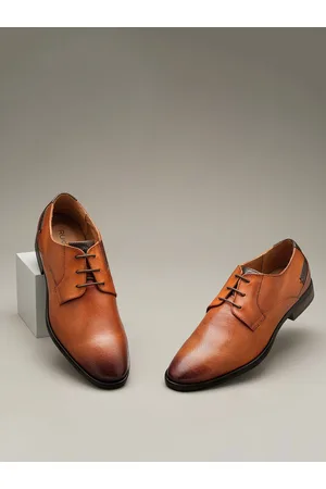 Ruosh Men Textured Leather Formal Derbys