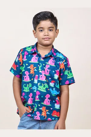 Jilmil Boys Printed Spread Collar Cotton Casual Shirt