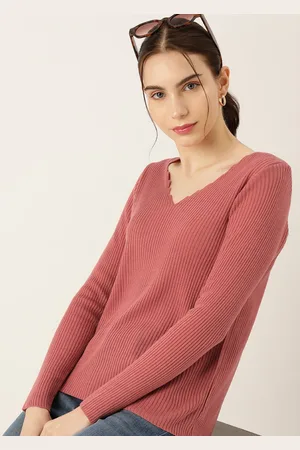 DressBerry V-Neck Ribbed Acrylic Pullover