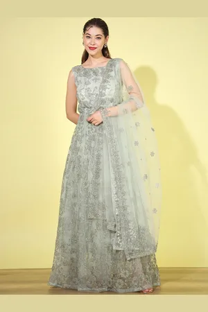 Chhabra 555 Embellished Beads & Crystals Sleeveless Flared Maxi Ethnic Dresses