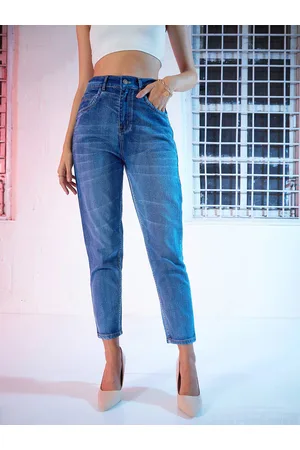 Sassafras Women Blue Pure Cotton Relaxed Fit High-Rise Clean Look Cropped Jeans