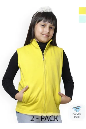 BAESD Pack Of 2 Girls Fleece Sleeveless Lightweight Crop Bomber Jacket