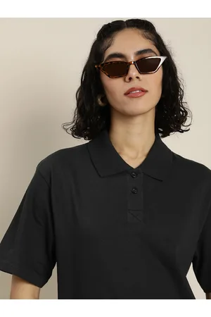 Dillinger Women Honeycomb Structure Oversized Polo T-shirt