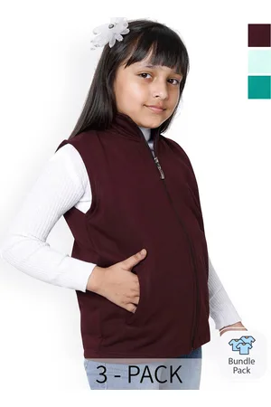 BAESD Girls Pack of 3 Geometric Fleece Lightweight Crop Bomber Jacket
