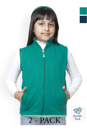 BAESD Girls Pack of 2 Fleece Lightweight Crop Open Front Jacket