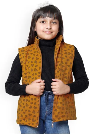BAESD Girls Conversational Printed Sleeveless Lightweight Bomber Jacket