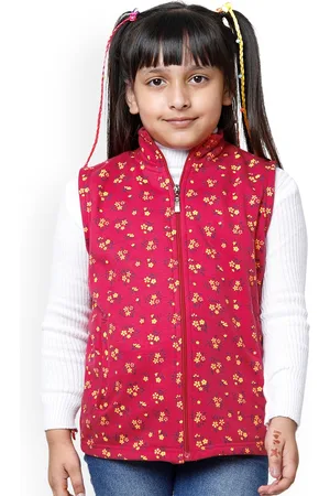BAESD Girls Geometric Fleece Lightweight Crop Puffer Jacket