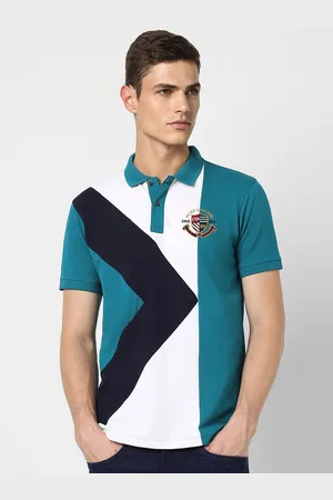 Peter England Colourblocked Polo Collar Slim Fit T-shirt