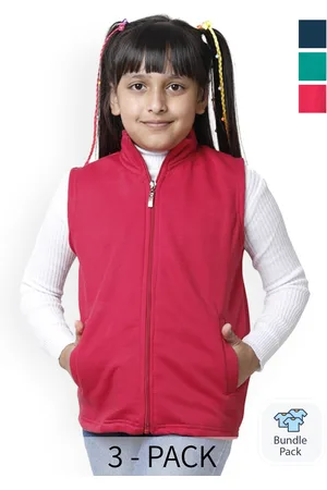 BAESD Girls Pack of 3 Fleece Lightweight Crop Bomber with Patchwork Jacket