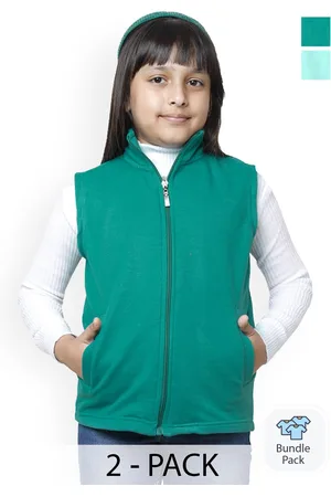BAESD Girls Pack of 2 Fleece Lightweight Crop Open Front Jacket with Patchwork