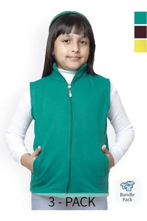 BAESD Girls Pack of 3 Fleece Lightweight Crop Open Front Jacket With Patchwork