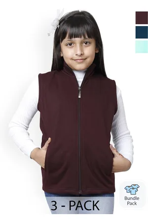 BAESD Girls Pack Of 3 Fleece Lightweight Open Front Jacket