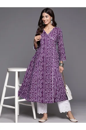 Varanga Bandhani Printed Pure Cotton Angrakha A Line Kurta