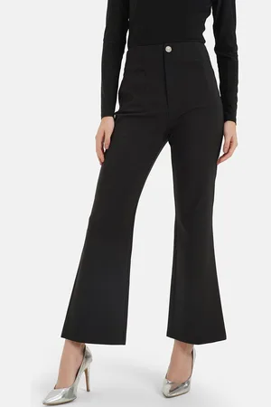 Kazo Women Relaxed Flared High-Rise Trousers