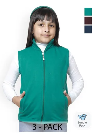 BAESD Girls Pack of 3 Fleece Lightweight Crop Open Front Jacket With Patchwork