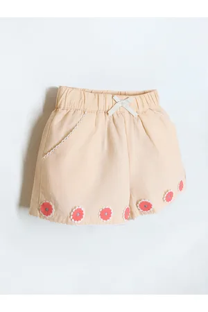 Cherry Crumble Girls Peach Coloured Floral Shorts