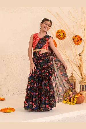 pspeaches Girls Printed Ready to Wear Lehenga Choli