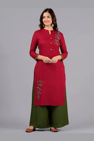 Bachuu Floral Embroidered Regular Thread Work Kurta With Palazzos