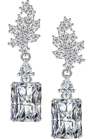 Designs & You Silver-Plated Cubic Zirconia Studded Drop Earrings