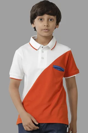 UNDER FOURTEEN ONLY Boys Colourblocked Polo Collar Cotton T-shirt