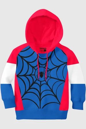 BONKIDS Boys Spider Printed Hooded Pullover