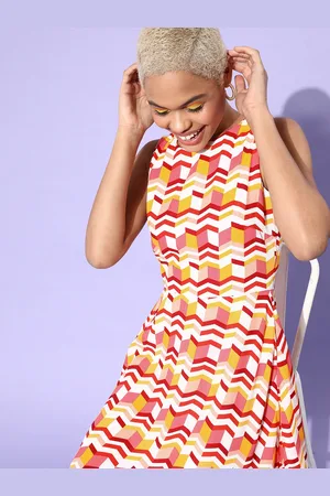 Globus Women Multi-coloured Chevron Printed Dress