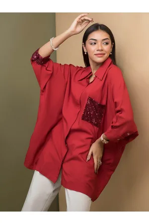 Rhe-Ana Oversized Pocket Detailed Longline Casual Shirt