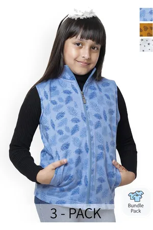BAESD Girls Pack of 3 Floral Fleece Lightweight Crop Bomber with Patchwork Jacket