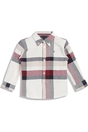 Tommy Hilfiger Boys Tartan Checked Spread Collar Opaque Cotton Casual Shirt