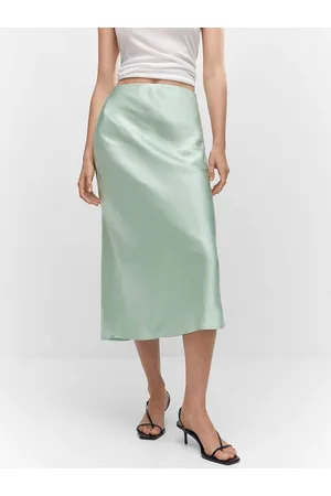 MANGO Women Satin Midi Skirt