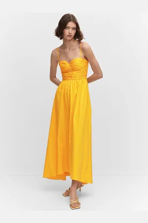 MANGO Smocked Fit & Flare Maxi Dress