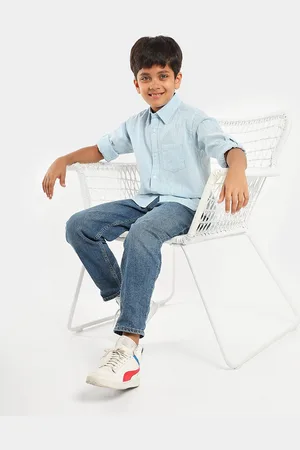 LilPicks Boys Smart Fit Vertical Striped Spread Collar Cotton Casual Shirt