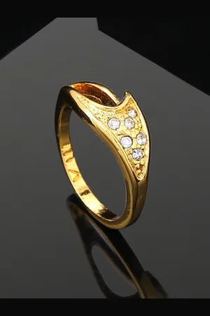 ESTELE Gold-Plated Crystal Studded Finger Ring
