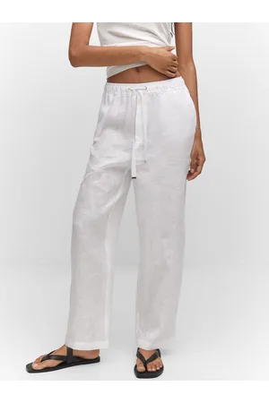 MANGO Women Pure Linen Trousers