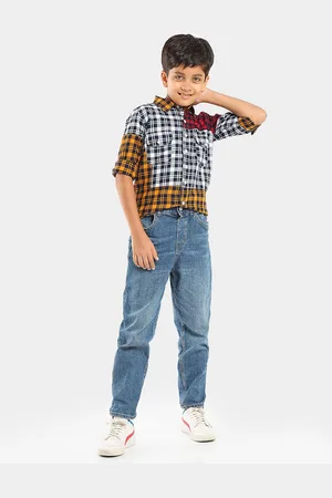 LilPicks Boys Tartan Checks Checked Spread Collar Cotton Smart Casual Shirt
