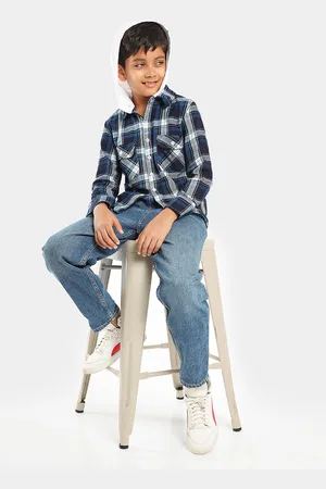 LilPicks Boys Smart Tartan Checked Cotton Shirt With Detachable Hood