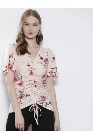 Dorothy Perkins Floral Print Ruched Schiffli Top