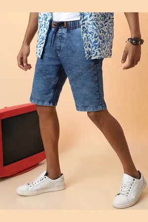 Campus Blue Washed Outdoor Mid-Rise Denim Shorts