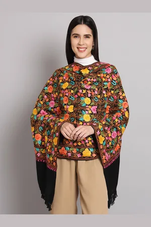 CRAFTBAZAR Floral Embroidered Pure Wool Shawl