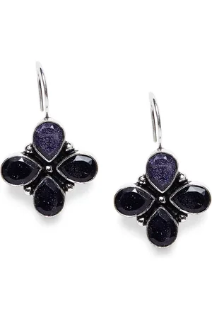 Bamboo Tree Jewels Blue Floral Drop Earrings