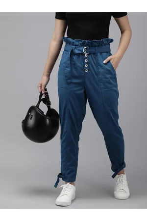 Roadster The Life Co. Women Mid-Rise Flat Front Trouser With Belt