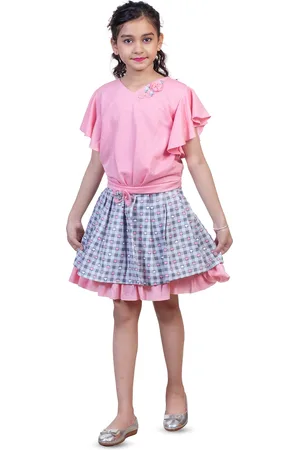 YK Girls Printed Top With Skirt