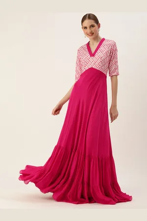 Ethnovog Floral Embroidered Sequined Maxi Gown Dress