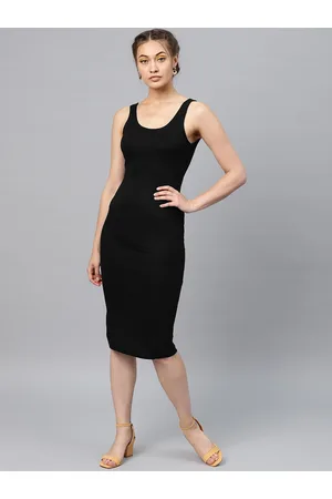 Sassafras Women Black Solid Bodycon Dress