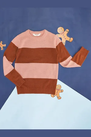 Pantaloons Girls Striped Acrylic Pullover Sweater