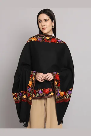 CRAFTBAZAR Floral Embroidered Pure Wool Shawl