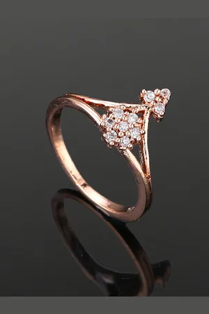 ESTELE Rose Gold-plated CZ-studded Finger Ring