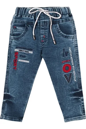 Wish Karo Boys Classic Heavy Fade Printed Clean Look Stretchable Cotton Jeans