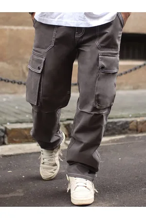Powerlook Men Loose Fit Cotton Cargo Trousers